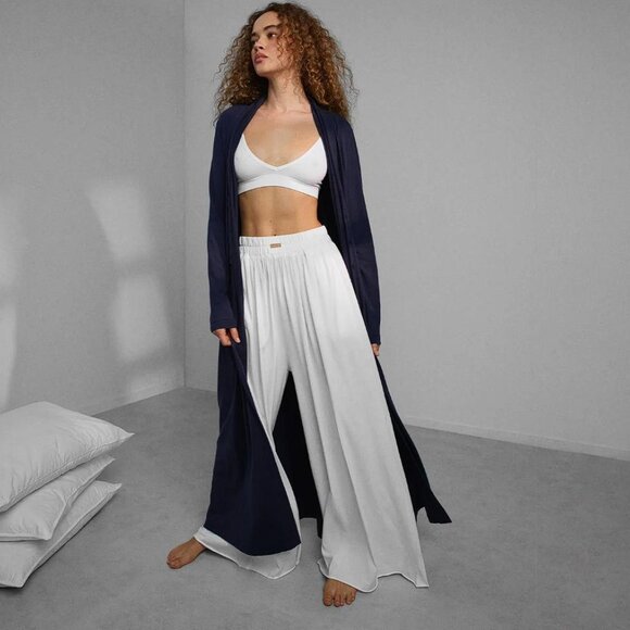 LUNYA Women's Organic Pima Wide Leg Pant Size XS In White - Picture 3 of 9